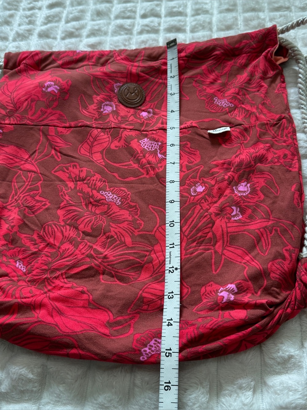 Maaji Red Floral Drawstring Backpack Sling Bag ~ Beach Tropical Swim - Picture 6 of 6